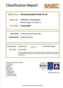 XK100&VCB100-Hanyang (Hangzhou) Cable Co Ltd LCPR1314-7 Classification Report(001)